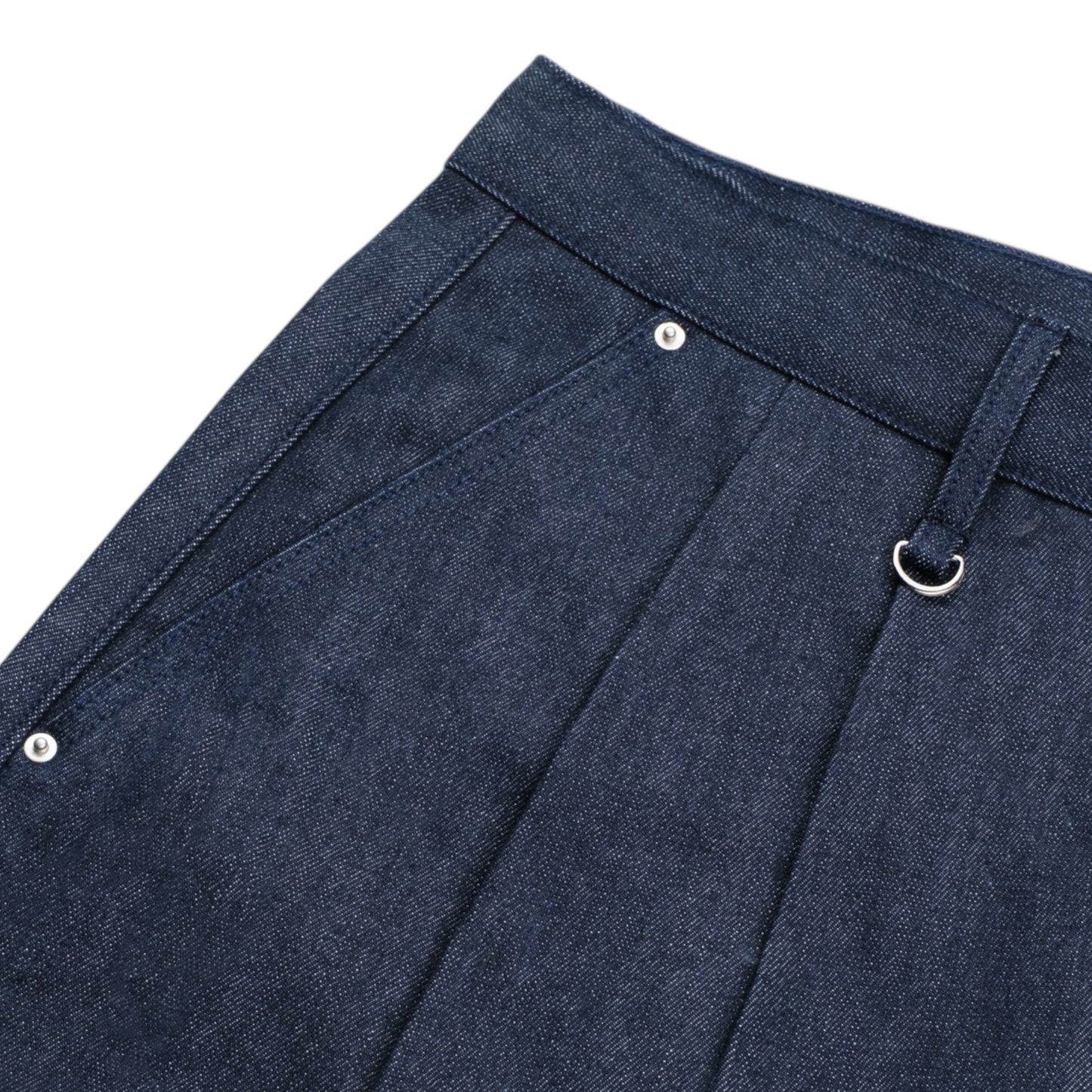 Jumbo Pleated Selvedge Denim Shorts - Indigo