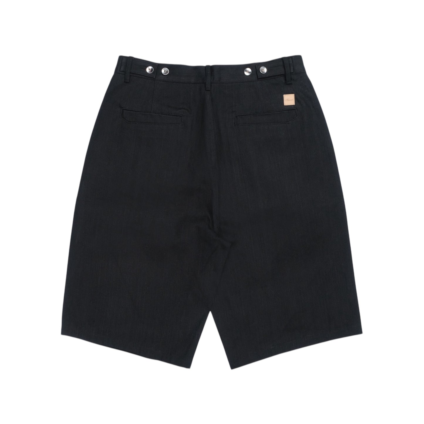 Jumbo Pleated Selvedge Denim Shorts - Jet Black