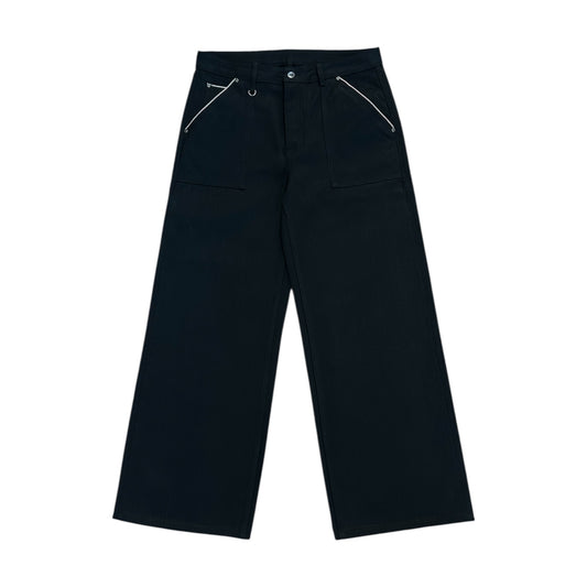 Fatigue Wide Leg Selvedge Denim - Jet Black
