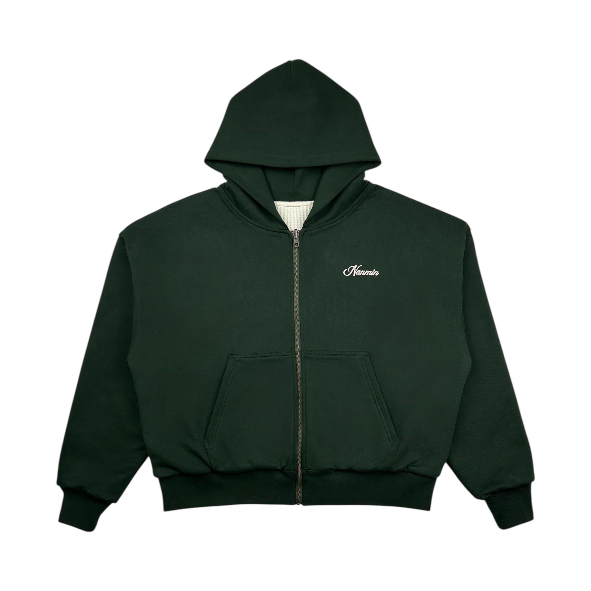 Reversible Zip Up Hoodie - Forest Green – nanmin